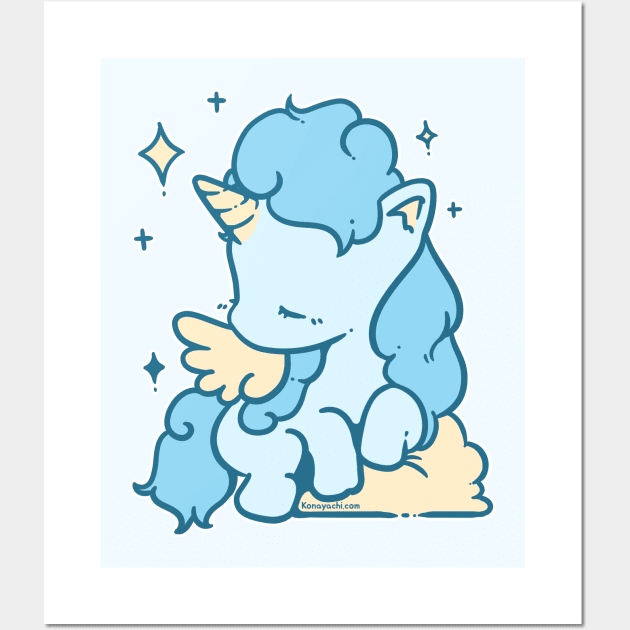 Soft Unicorn (Cerulean Blue) Wall Art by Konayachi